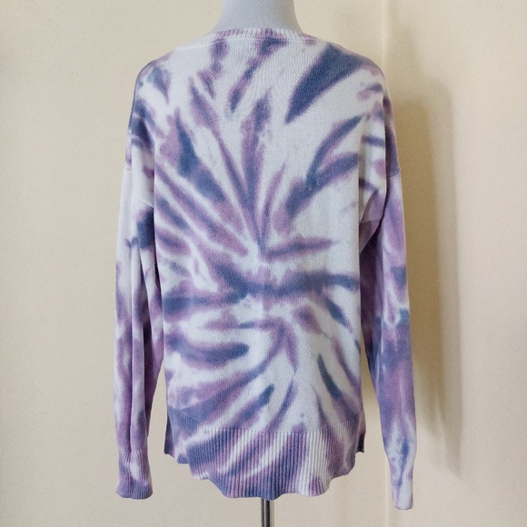 Design History Medium Purple Tie Dye Trippy Ribbed Thick Knit Sweater Womens - Picture 9 of 10